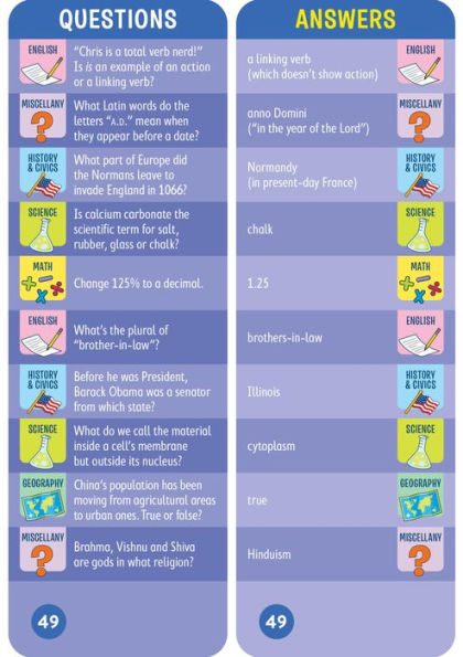 Brain Quest 7th Grade Smart Cards Revised 4th Edition