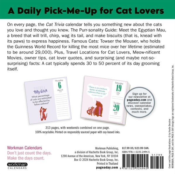 2025 Cat Trivia Page-A-Day Calendar