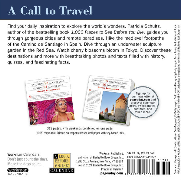 2025 1,000 Places to See Before You Die Page-A-Day Calendar
