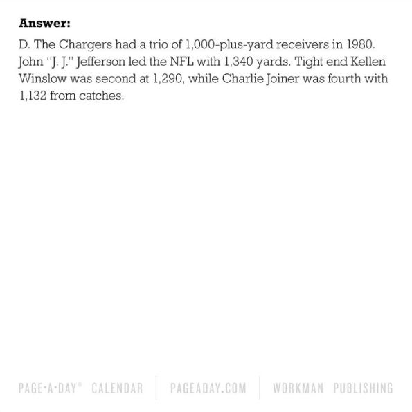 A Year of Football Trivia! Page-A-Day® Calendar 2025: League Leaders, Famous Firsts, Immortal Records & Dubious Distinctions