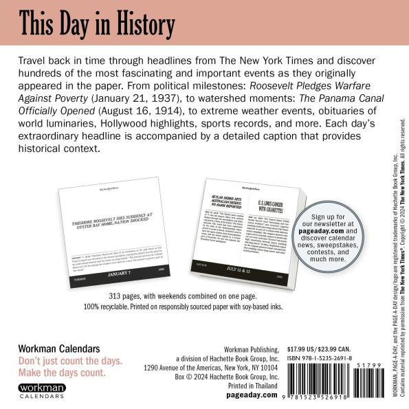 2025 New York Times Headlines in History Page-A-Day? Calendar