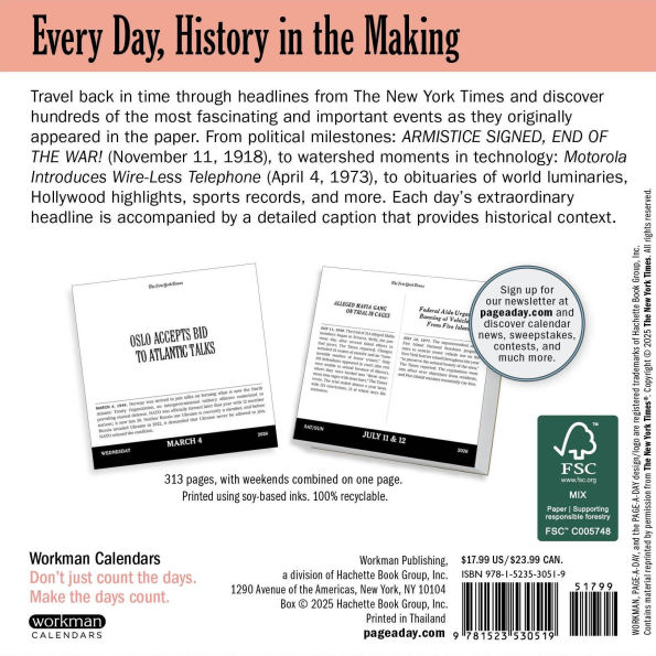 2026 New York Times Headlines in History Page-A-Day Calendar