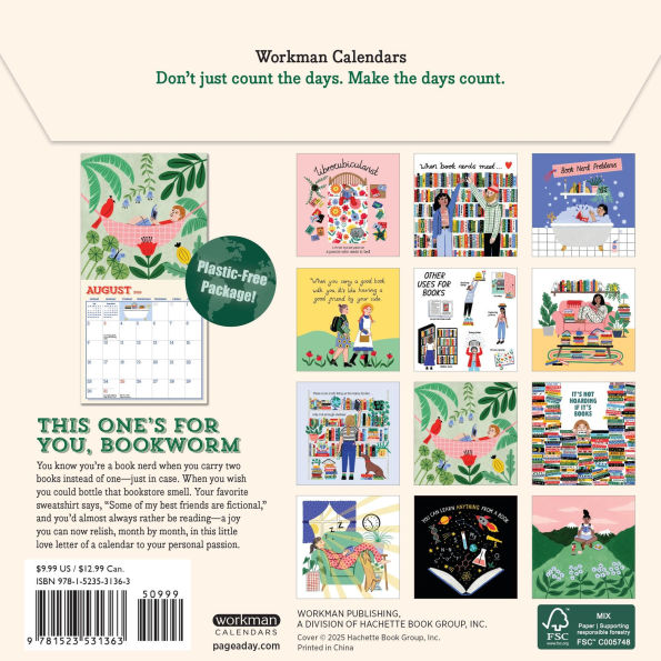 2026 Book Nerd Mini Wall Calendar