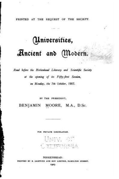 Universities, Ancient and Modern