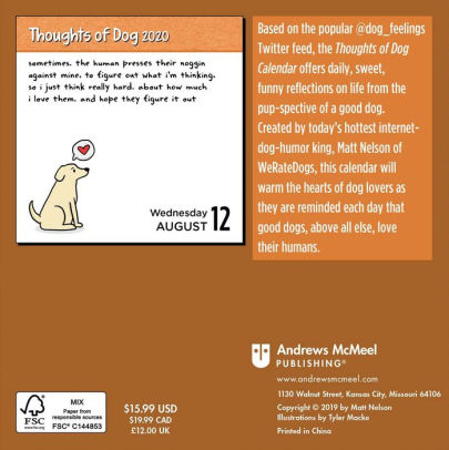 2020 Thoughts Of Dog Day To Day Calendar By Matt Nelson