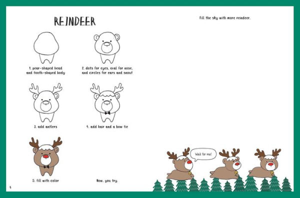 How to Draw a Reindeer and Other Christmas Creatures with Simple Shapes in 5 Ste