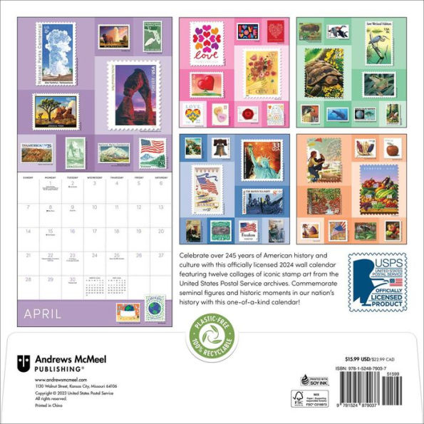 United States Postal Service Stamp Art 2024 Wall Calendar by United