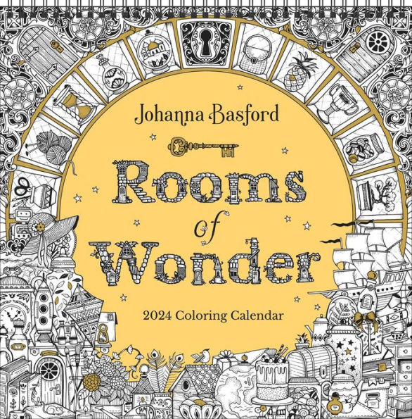 Johanna Basford 2024 Coloring Wall Calendar Rooms of Wonder by Johanna