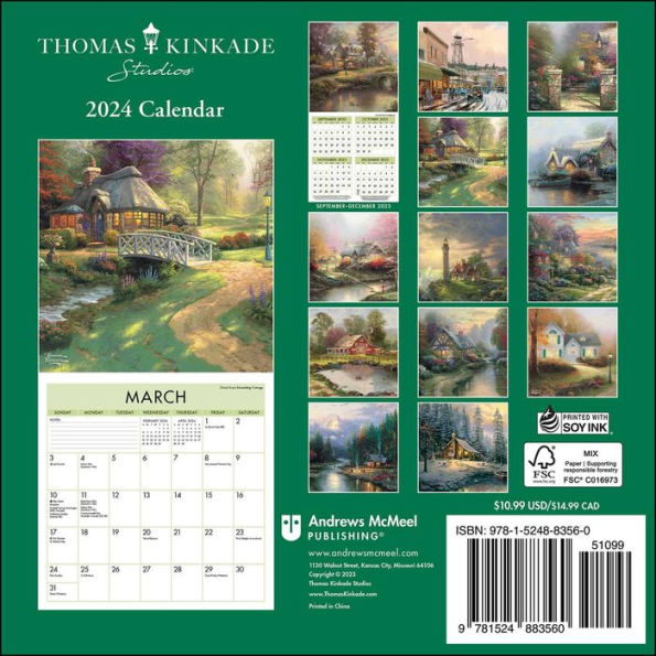 Thomas Kinkade Studios 2024 Mini Wall Calendar