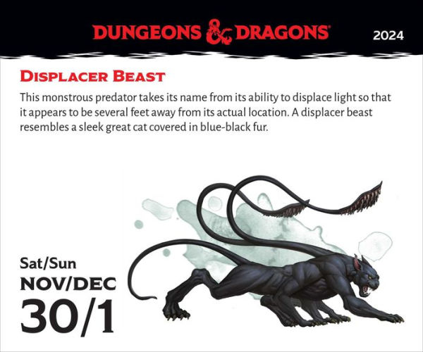 Dungeons & Dragons 2024 DaytoDay Calendar Creatures, Beasts, and