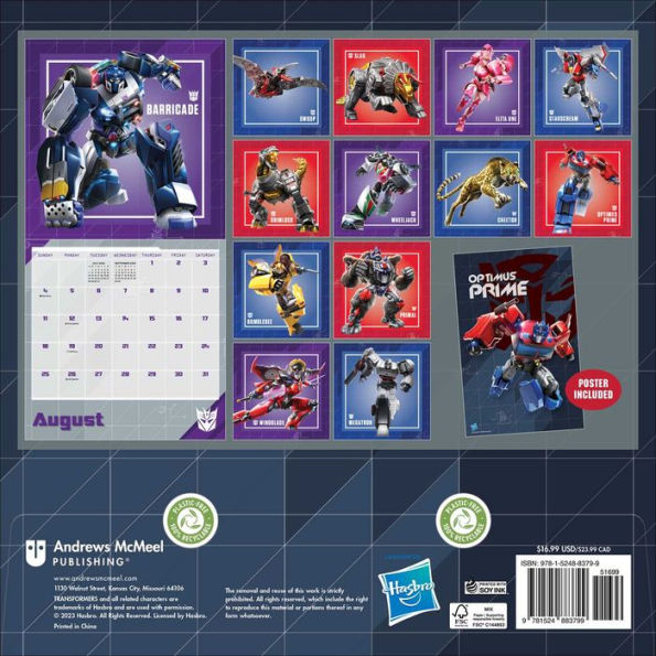 Transformers 2024 Wall Calendar with Poster by Hasbro Barnes & Noble®