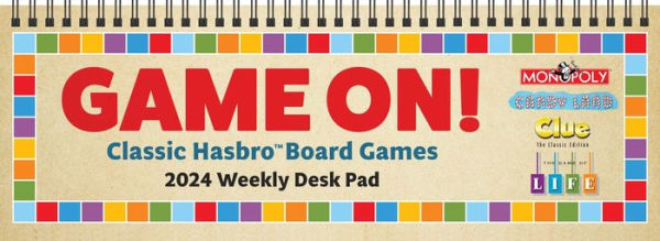 Game On! 2024 12-Month Spiral Weekly Desk Pad: Classic Hasbro " Board Games