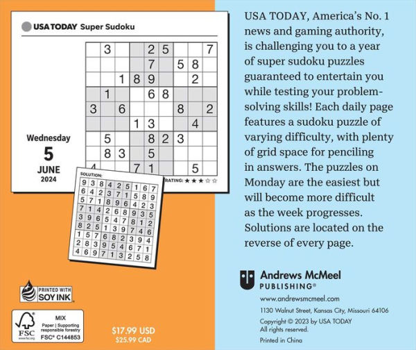 2024 Sudoku Puzzles Daily Desktop Calendar, TF Publishing