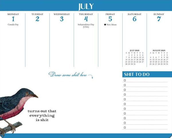 Effin' Birds 2024 Weekly Desk Pad Calendar