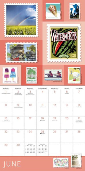 2025 United States Postal Service Stamp Art Wall Calendar