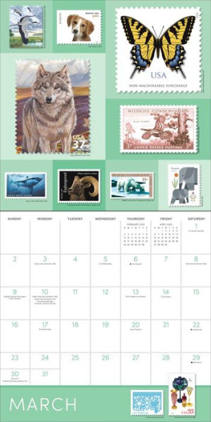 2025 United States Postal Service Stamp Art Wall Calendar