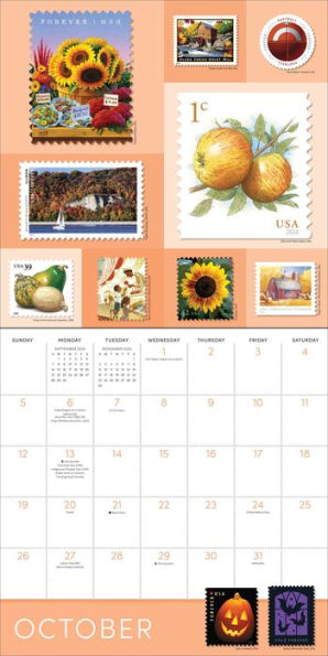 2025 United States Postal Service Stamp Art Wall Calendar