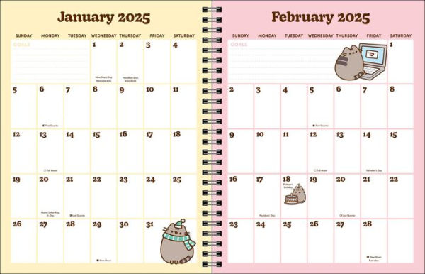 Pusheen 16-Month 2024-2025 Weekly/Monthly Planner Calendar