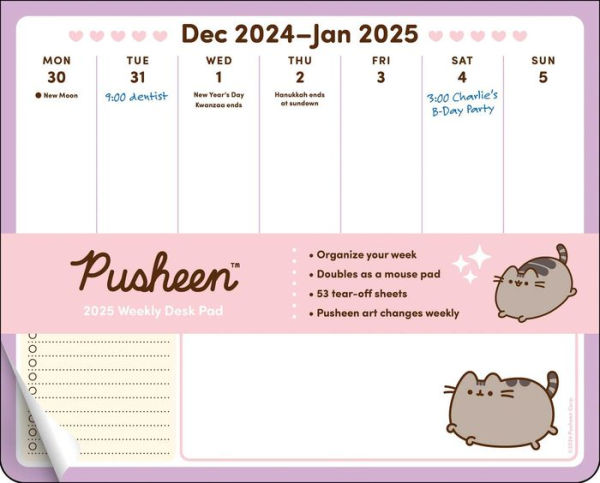 2025 Pusheen Weekly Desk Pad Calendar