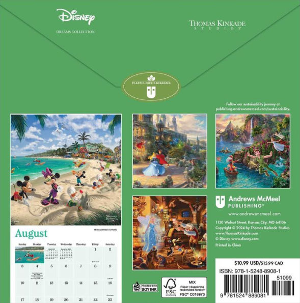 2025 Disney Dreams Collection by Thomas Kinkade Studios: Mini Wall Calendar