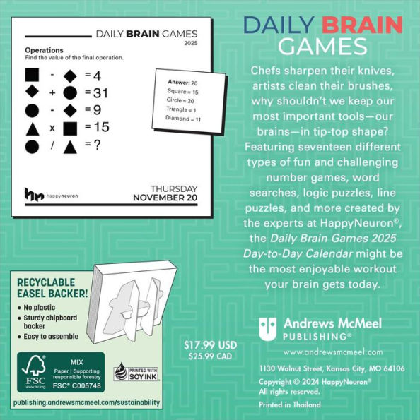 2025 Daily Brain Games Day-to-Day Calendar