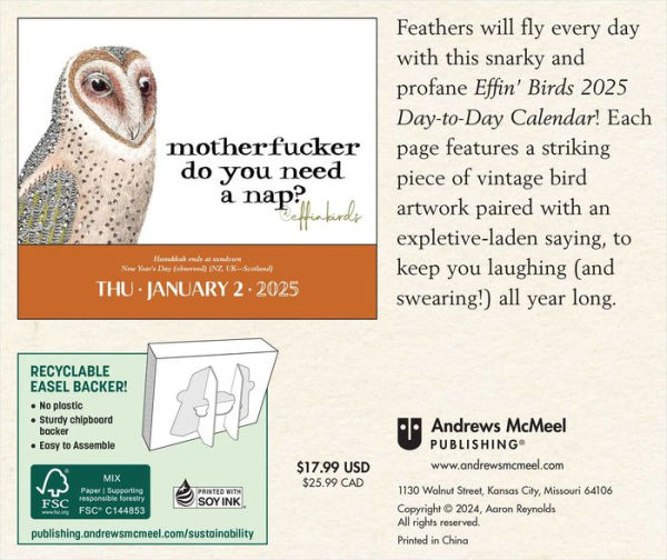 2025 Effin' Birds DaytoDay Calendar by Aaron Reynolds, Aaron Barnes