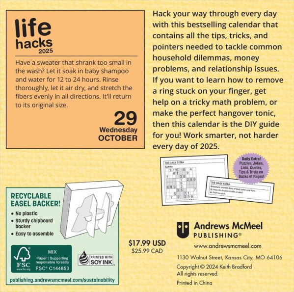 2025 Life Hacks Day-to-Day Calendar