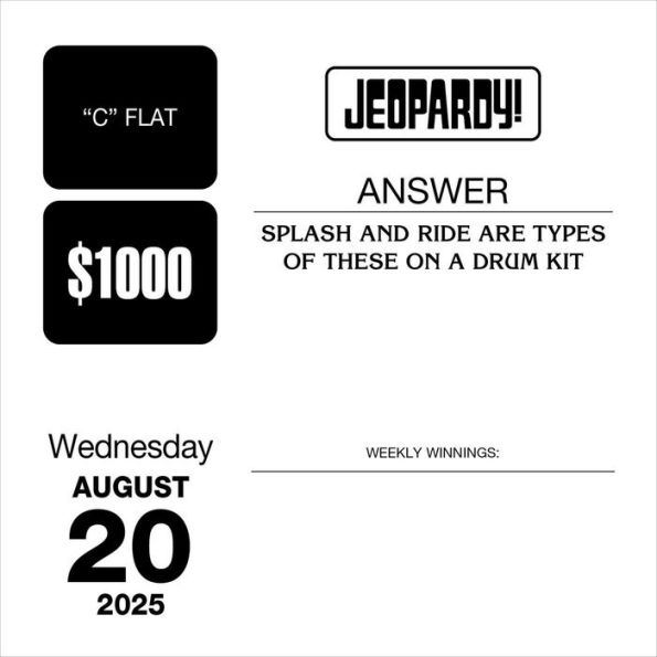 2025 Jeopardy! Day-to-Day Calendar