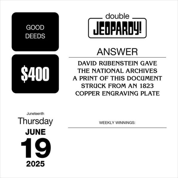 2025 Jeopardy! Day-to-Day Calendar