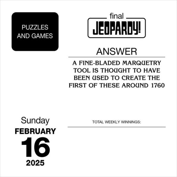 2025 Jeopardy! Day-to-Day Calendar