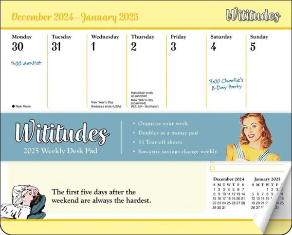 2025 Wititudes Weekly Desk Pad Calendar