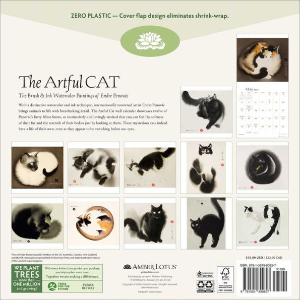 2025 Artful Cat Wall Calendar