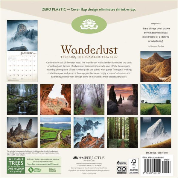 2025 Wanderlust Wall Calendar by Amber Lotus Publishing Barnes & Noble®