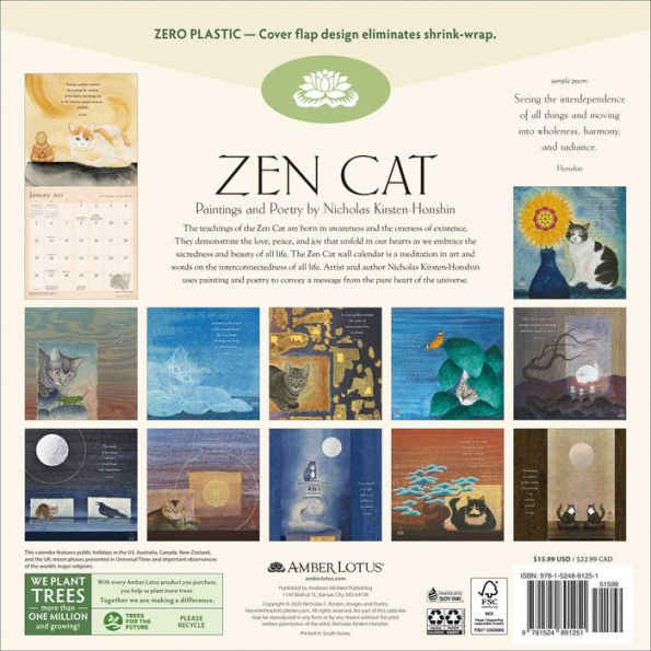 2025 Zen Cat Wall Calendar