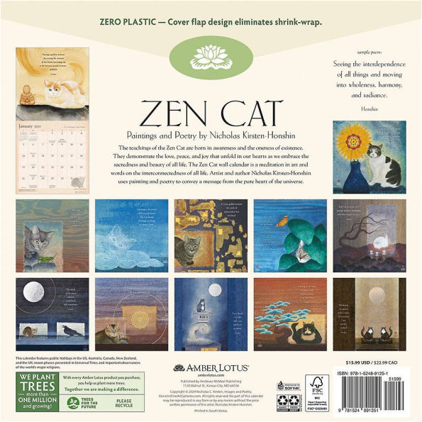 2025 Zen Cat Wall Calendar