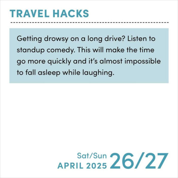 2025 Travel Hacks Day-to-Day Calendar