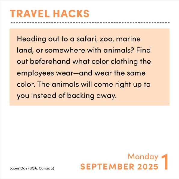 2025 Travel Hacks Day-to-Day Calendar