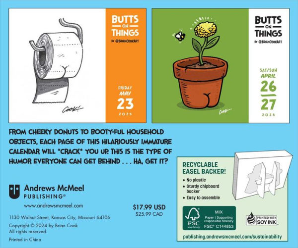 2025 Butts on Things Day-to-Day Calendar