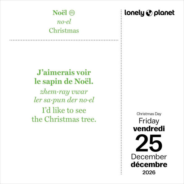 Lonely Planet: French Phrasebook 2026 Day-to-Day Calendar
