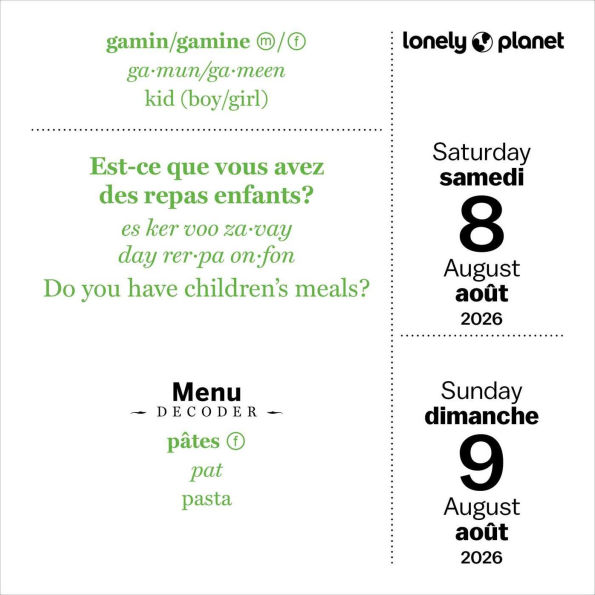 Lonely Planet: French Phrasebook 2026 Day-to-Day Calendar