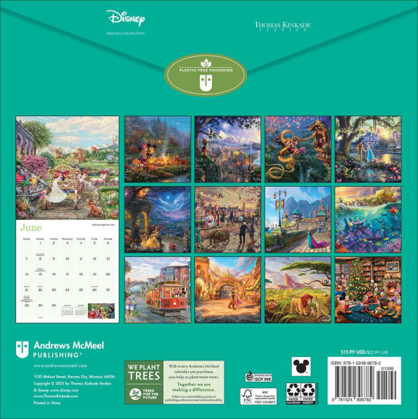 2026 Disney Dreams Collection by Thomas Kinkade Studios Wall Calendar
