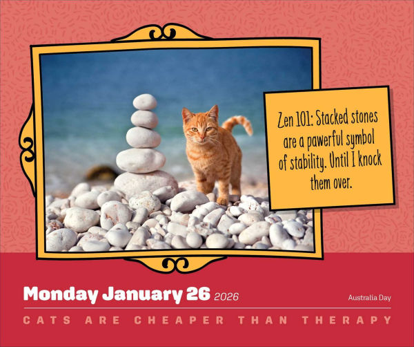 2026 Cats Are Cheaper Than Therapy Day-to-Day Calendar