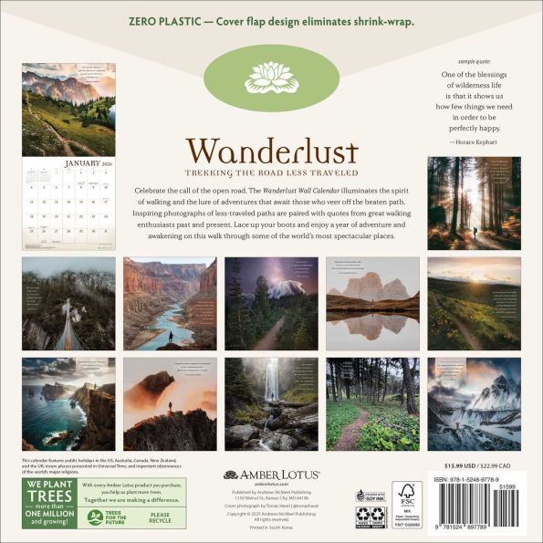 2026 Wanderlust Wall Calendar