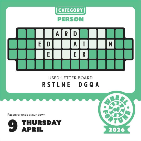 2026 Wheel of Fortune Day-to-Day Calendar