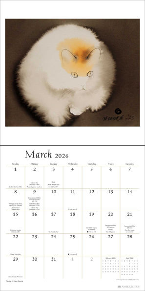 2026 Artful Cat Wall Calendar