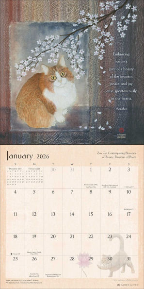 2026 Zen Cat Wall Calendar