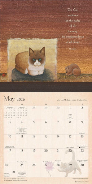 2026 Zen Cat Wall Calendar