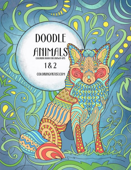 Doodle Animals Coloring Book for Grown-Ups 1 & 2