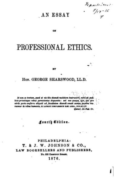 An essay on professional ethics
