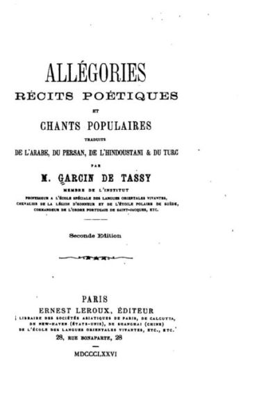 Allégories, récits poétiques et chants populaires